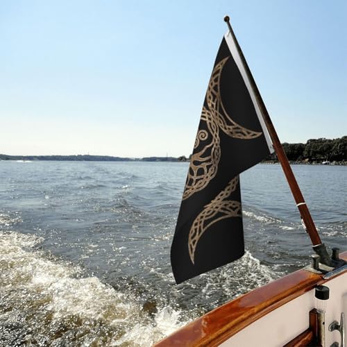 Drapeau extérieur wiccan pentagramme résistant avec double couture de jardin durable