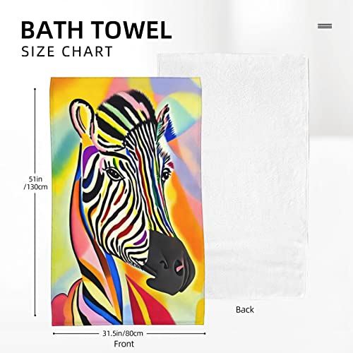 Lotsfuns Zebra Towel Funny Colorful Zebra Print Beach Towel Rainbow Stripes Abstract Bath Towel Oversized Sand Free Pool Towels For Bathroom Travel Sports, Personalized Beach Blanket 31.5X51.2 #TOP5