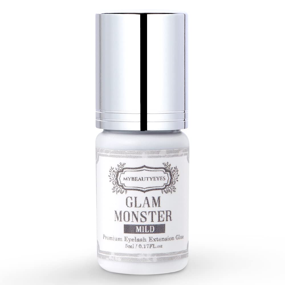 SENSITIVE Individual Eyelash Extension Glam Monster Mild Glue 5 ml/Semi Permanent Extension Black Adhesive/Drying Time 7-8 Sec/Retention 2-3 Weeks/Latex Free