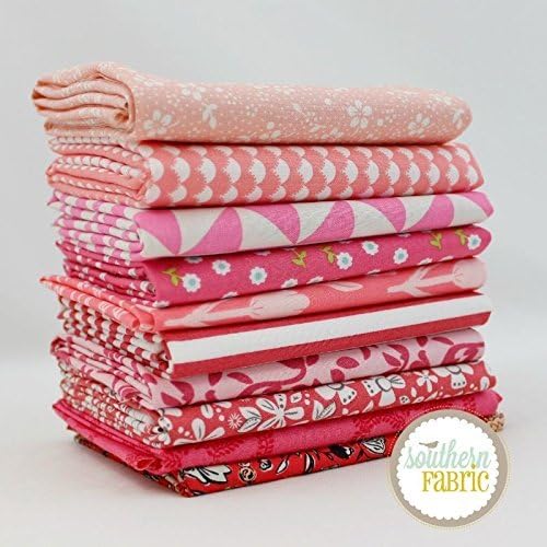Pink Fat Quarter Bundle (10 pcs) - Mixed Designers - Southern Fabric 9 x 43 inches (22.86cm x 109.22cm) DIY Quilt Fabric