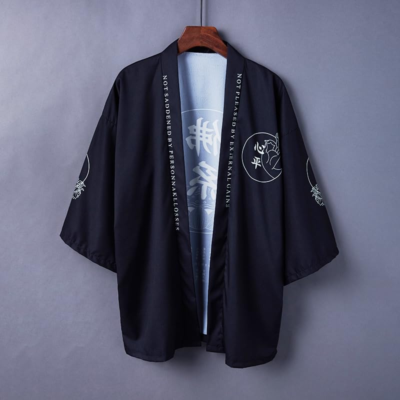 Image of Women's and Men Cardigan Jackets Lightweight Japanese Kimono Long Sleeves Open Front Coat