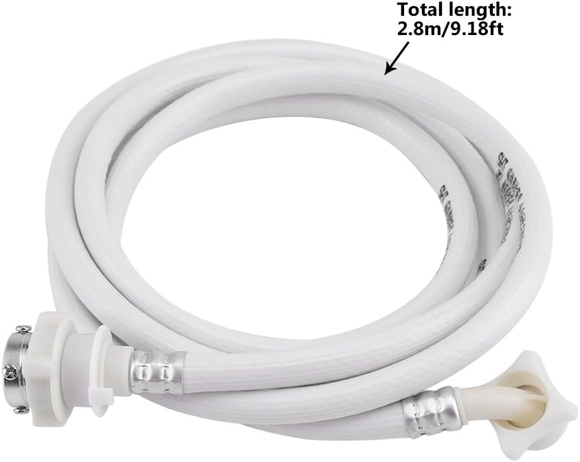 Washing Machine Water Inlet Hose, White Long Length Washer Pipe Washer Pipe Tube Connector White Color Long Length()