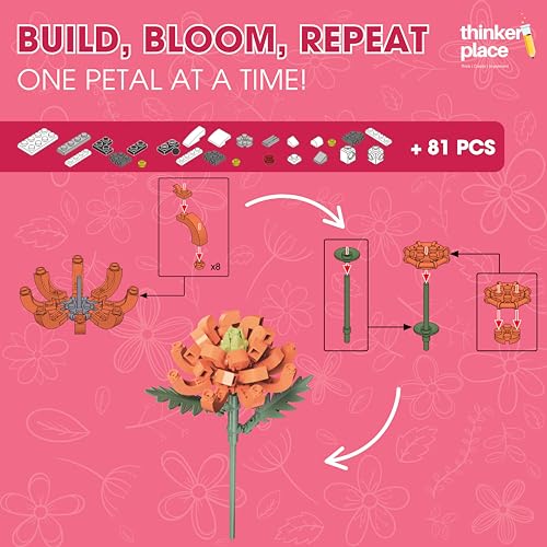 Image of STEM Chrysanthemum Flower Building Blocks Set (81 Pcs, 12-in-1) | DIY Flower Pen Stand Kit for Kids 6+ Years (Boys & Girls) | Creative Craft & Learning Toy | Ideal Gift for Kids