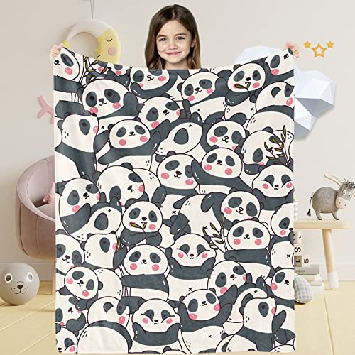 Lingqiang Panda Gift Blanket for Baby Girls Cute Soft Cartoon Plush Flannel Lovers