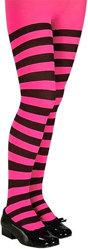 Medias a rayas color negro y rosa para niña., L