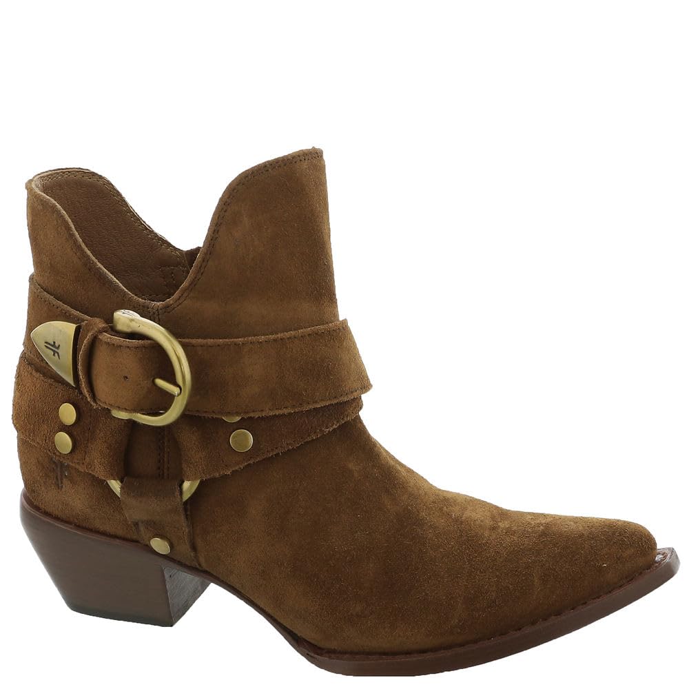 Frye Sacha Multi Strap Bootie - Women's Leather & Suede Boots, Chunky Block Heel, Vintage Style, Interior Zipper, 6" Shaft