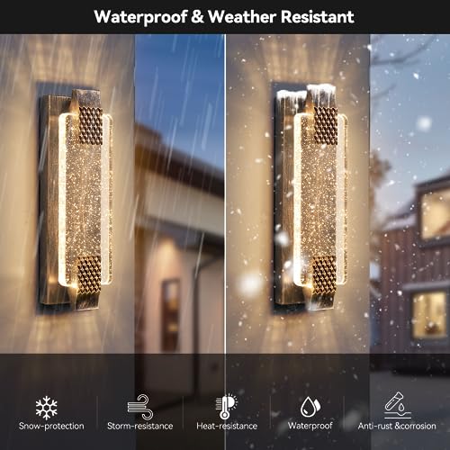 camuucci Dusk to Dawn Outdoor Wall Light, Sparkling Glow Porch Sconce - Image 3