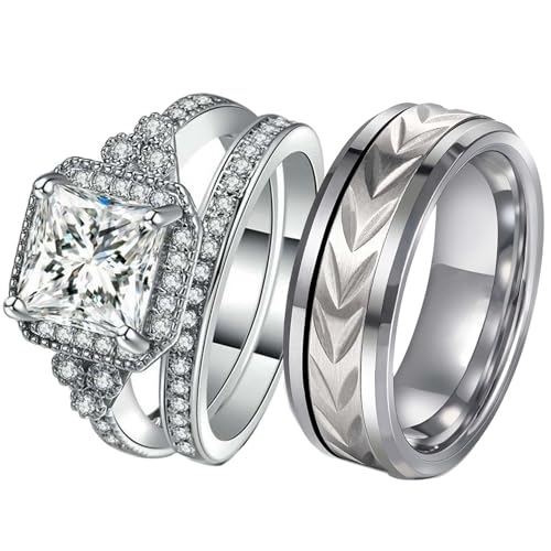 Ringcrown JbvO zCgS[hbL 925X^[OVo[ O XNGA 1CT AAAAA CZ fB[X EFfBOOZbg Y `^X`[O, women size7 & men size9, 