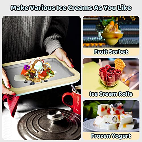 Image of JoyMech Ice Cream Roll Maker Rolled Ice Cream Machine, Sweet Spot Pan, Instant Cold Plate, Ideal for Making Rolled Ice Cream Soft Serve Slushies Frozen Yogurt Sorbet and Gelato (Yellow)