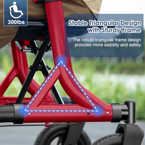 Image of MAXWALK Walkers for Seniors, Foldable Rollator with Seat, Height Adjustable