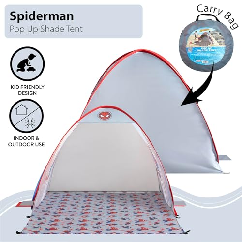 Marvel Spiderman Canopy Pop Up Tent for Kids, Outdoor Portable Play Tent with UV Sun Shade, Easy Setup Beach & Backyard Shelter, Includes Carry Bag, Lightweight Kids Outdoor Playhouse & Shade Canopy by Idea Nuova - Used condition - Image 2