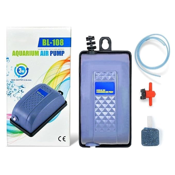 Aquarium Oxygen Air Pump, Adjust Speed Volume, Noiseless, 1 Meter Air ...