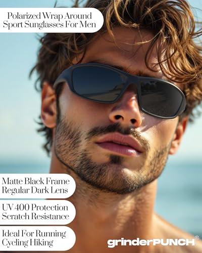 Image of grinderPUNCH Sport Polarized Sunglasses for Men & Women Baseball Running Cycling Fishing Golf Driving Shades Sun Glasses