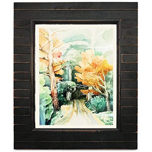 Eosglac 11x14 Picture Frames Distressed Black, Timbermount Rustic Photo Frame with Wood Siding Look Plexiglass Front, Wall Mounting Display Horizontally or Vertically