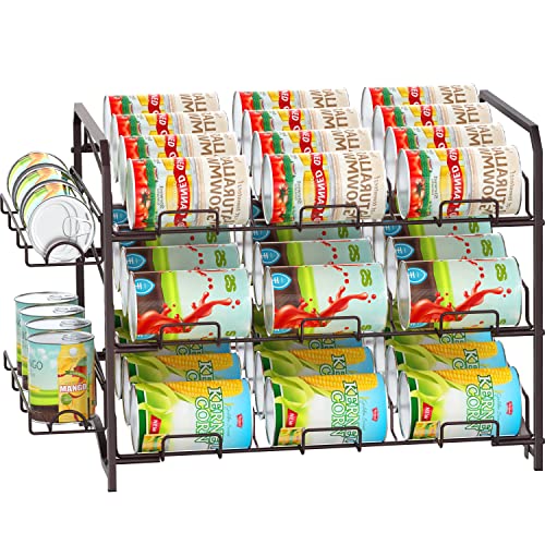 Mutool 3 Tier Can Rack Organizer, Stackable Food Storage Rack Kitchen Organizer, Can Holder Storage Rack for Counter-Top, Pantry Organizers and Storage, Bronze