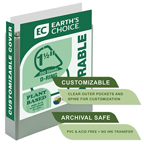 image for Samsill Plant-Based 1.5 Inch Durable D-Ring, Made in USA, View Binder,