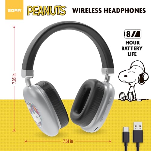 Image of SOAR Peanuts Active Noise Cancelling Wireless Headphones Silver- Groovy
