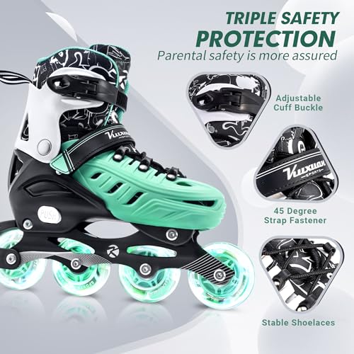 Miniatura 3 de Kuxuan Skates Patines En Línea Para Niños, Ajustables, Divertidos Y Divertidos, Para Niñas, Niños, Mujeres, Principiantes Al Aire Libre Y En Interiores