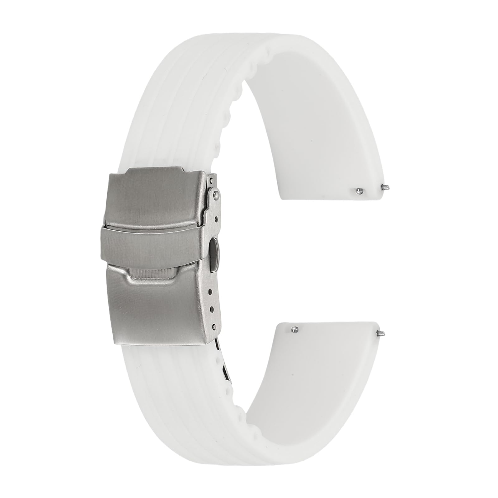sourcing map Silicone Watch Bands 24mm Width Soft Quick Release Rubber Watch Bands with Silver Snap Buckle for Men Women, White