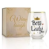 Boss Lady Gifts, 17oz Wine Glass - Funny Boss Lady Gift idea for women/female in boss day, birthday, Christmas, appreciation
