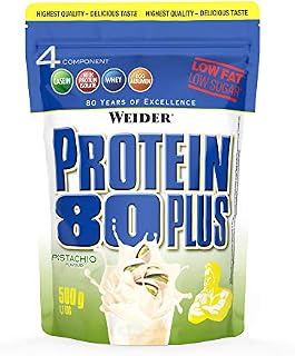 Weider Protein 80 Plus proszek białkowy o smaku truskawki, niska zawartość węglowodanów, wieloskładnikowe białko serwatkowe. 2kg