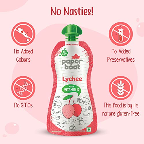 Image of Paper Boat Lychee, Litchi Fruit Juice, No Added Presrvatives and Colours (Pack of 6, 200ml each)