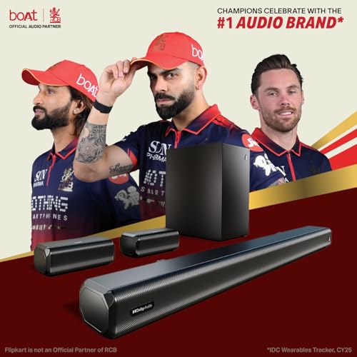 Image of Boat Aavante Prime 5.1 5000D, Cinematic Dolby Audio, 500W Signature Sound, 5.1-CH, Multiple Ports, EQ Modes & Remote, Bluetooth Sound bar, Home Theatre Soundbar Speaker (Premium Black)
