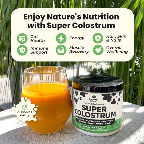 super colostrum grass fed bovine colostrum powder for bloating immune energy gut health hair skin and nails colostrum supplement  50 igg cow colostrum for humans  superfood for women and men