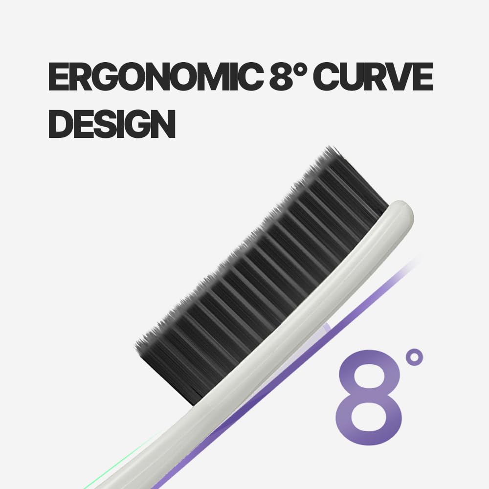 WANGTA Mini Black – Spazzolino da denti con infuso di carbone duro, testa da 3,5 cm, 3.200 setole per soppressione batterica e pulizia solida, prodotto in Corea per l'igiene orale premium (confezione