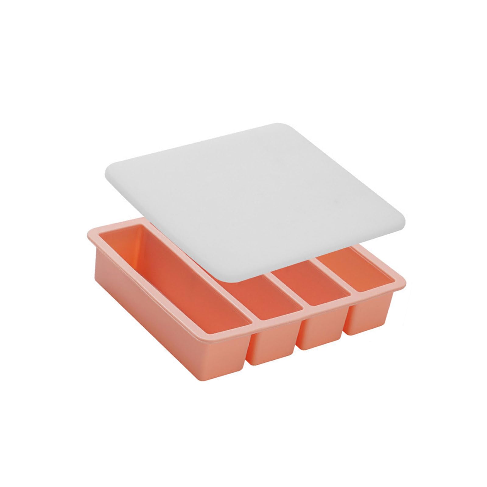 LUCKGONI 4 Cavity Silicone Tray With Lid For Whiskeys Pubs And Home Cocktails Sturdy Flexible Freezers