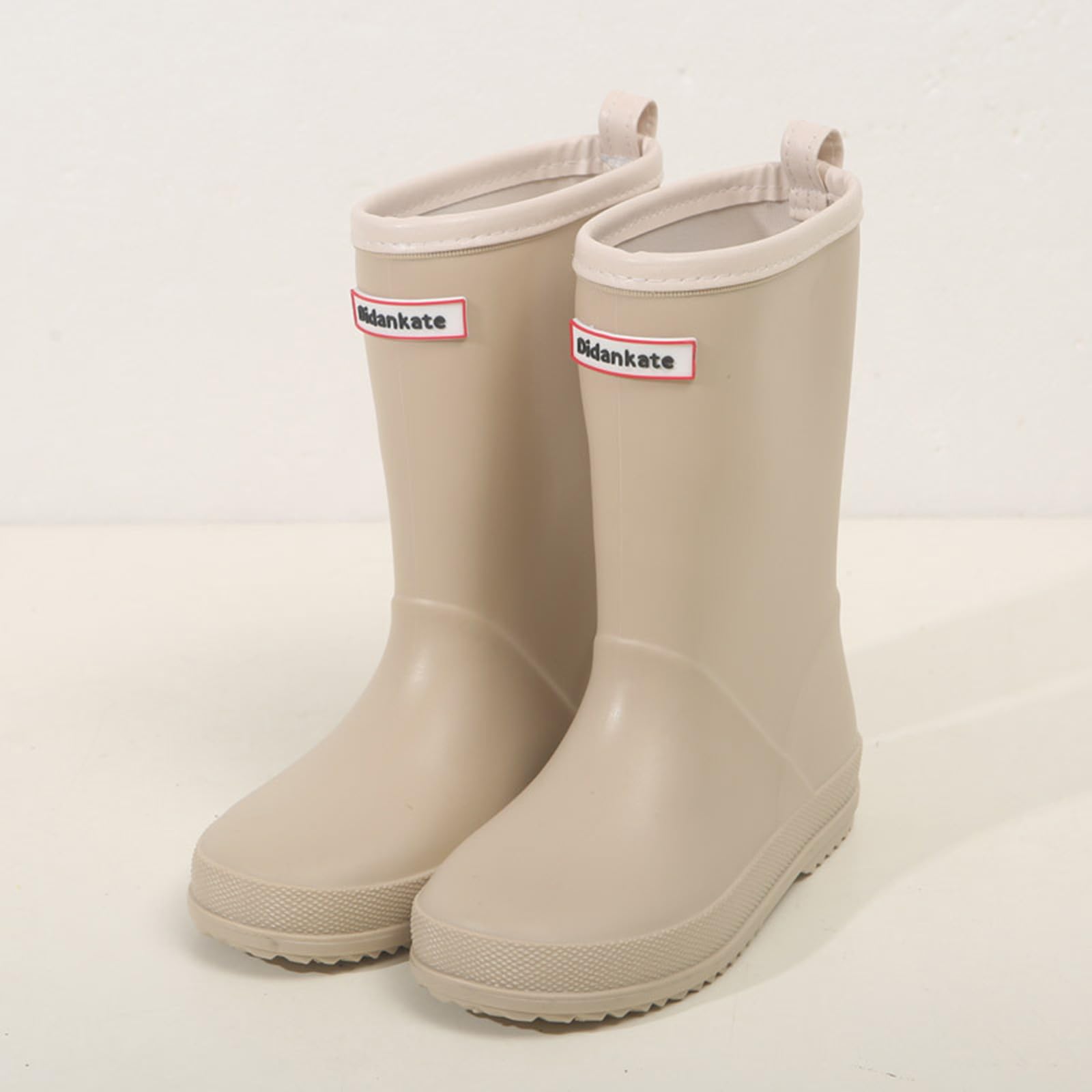 Botas niños fácil Poner Botas de Lluvia Antideslizantes para niños y niñas, Zapatos para niños, Botas Unisex para niños (Khaki, 35 Big Kids)