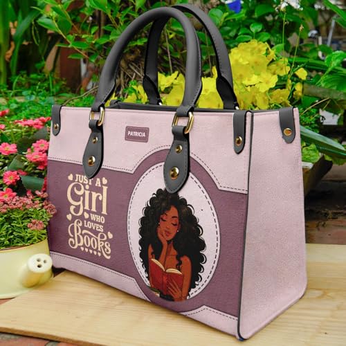 Personalized Book Lover PU Leather Handbag – Just a Girl Who Loves Books Leather Bag Gift for Women & Teachers Umu1-522
