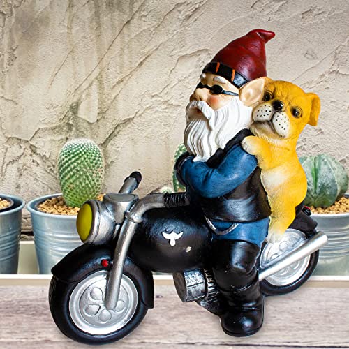 Jhwkjs Garden Gnome With Lovely Dog Riding Motorcycle, Funny Outdoor Gnome Decoration Indoor Outdoor Lawn Figurines For Home Yard Décor #TOP3