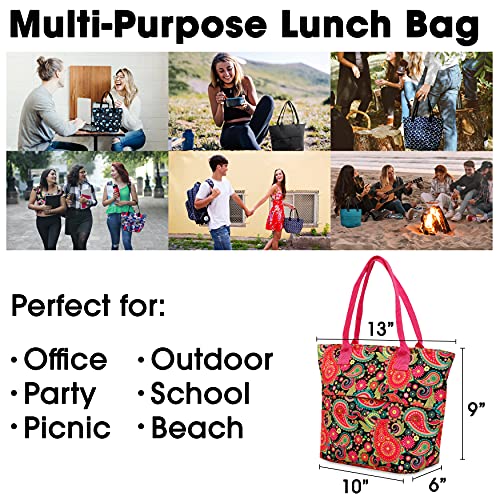 Image of J World Lola Lunch Tote Bag Insulated Lunch-Box for Women & Teen Girls, Classic Paisley