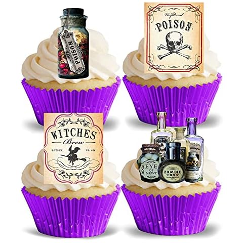 PRE-CUT WITCHCRAFT ACCESSORIES II. EDIBLE RICE / WAFER PAPER CUPCAKE CAKE TOPPERS HALLOWEEN PARTY DECORATIONS Cover