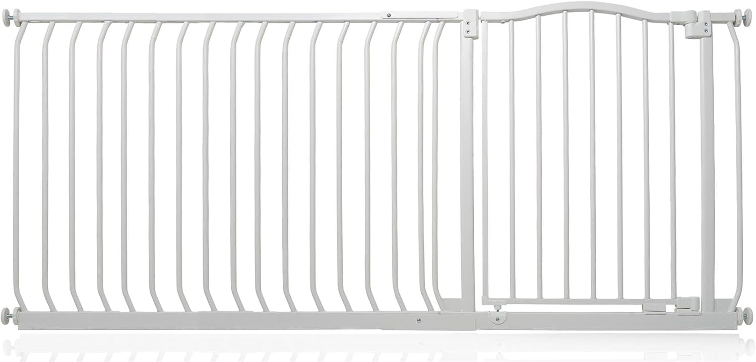 Safetots Barrera de Tope Curvo para Bebés, 171cm - 180cm, Blanca Mate, Barrera de Presión para Escaleras, Barrera de Seguridad para Bebés para Barreras, Instalación Fácil