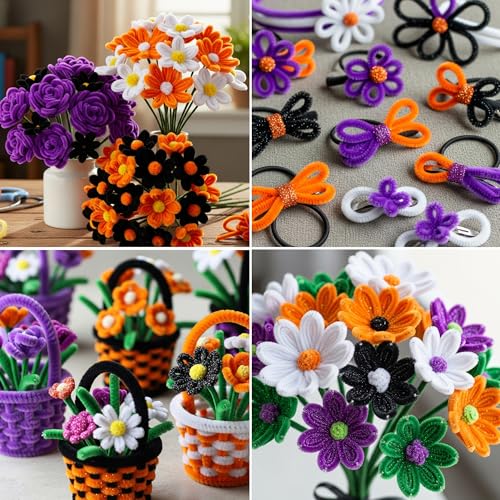 Image of Caydo 200 Pieces Halloween Pipe Cleaners with 100PCS Wiggle Eyes, 8 Colors