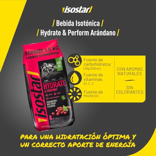 Isostar - Hydrate & Perform Geschmack Cranberry und rote Früchte - Pulver für Isotonisches Getränk - 1,5 kg (37 Portionen)