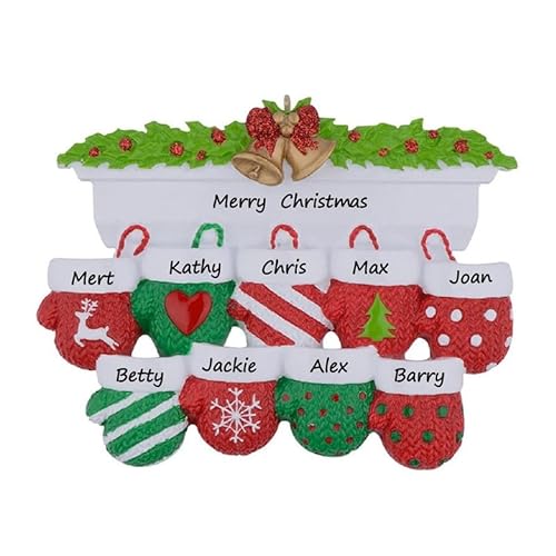 Personalized Fireplace Mantel Christmas Ornament， 2025 Winter Gloves Family of