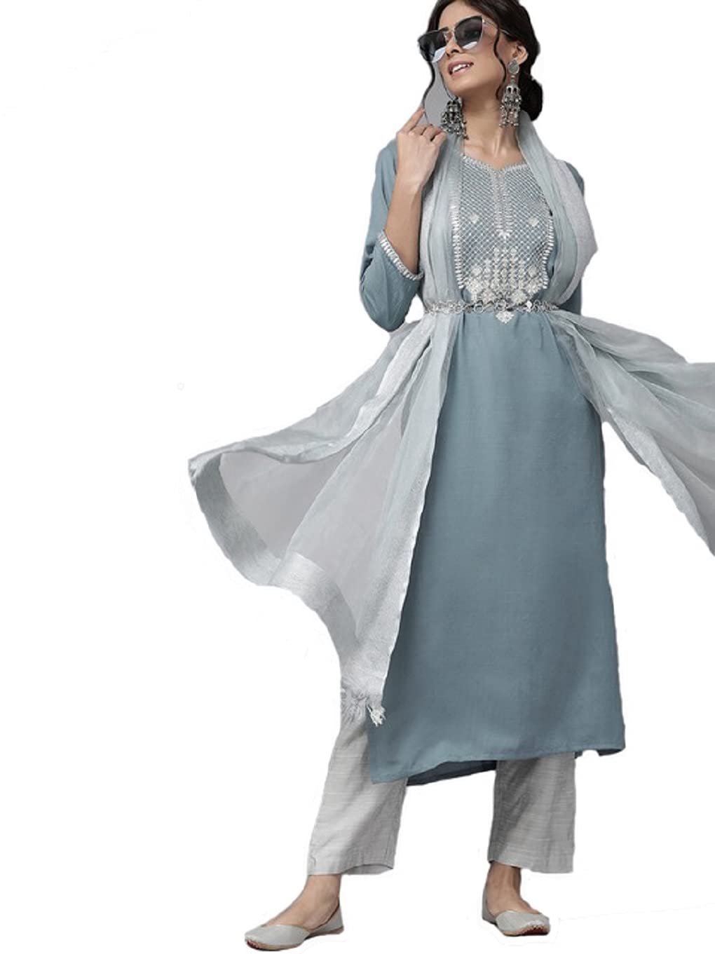 Hiral Designer Indian Tunic Tops Kurti With Palazzo And Dupatta Set for Women