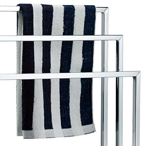 Mygift Silver Chrome Plated Metal Free Standing Towel Rack Stand With 3 Bars For Bathroom, Bedroom, Laundry Room, Blanket Rack #TOP1