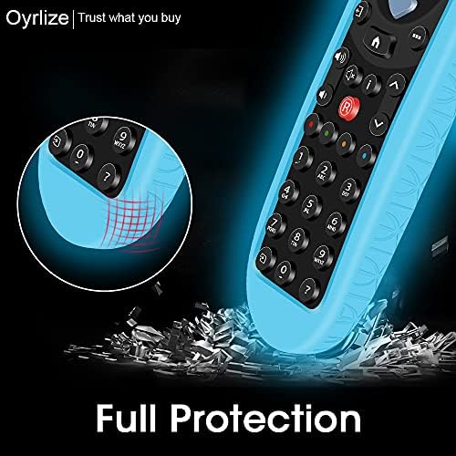 Remote Case/Cover for Original Sky Q Voice Remote Control SKY135,Silicone Protective Case Holder Proetctor Skin for SKY Q TV Remote Control,Shockproof Sky Remote Battery Back Cover Protector-Glowblue