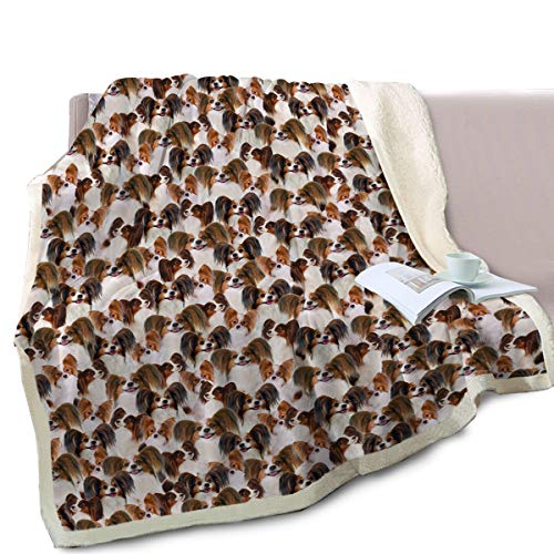 Blessliving Cute Papillon Dog Fleece Throw Blanket Shepherd Dog Bed Blanket Plush Soft Blanket For Bed And Couch (Throw, 50 X 60 Inches) #TOP1
