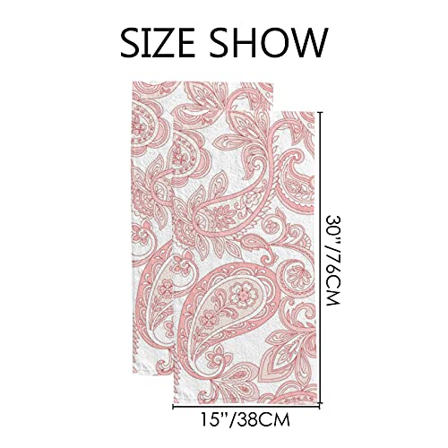 Soft Pink Paisley Hand Towels Set For Bathroom Kitchen Towels Microfiber Bath Towel Absorbent Dish Fingertip Towel For Guest Gym Spa And Bar 30 X 15 Inch #TOP1