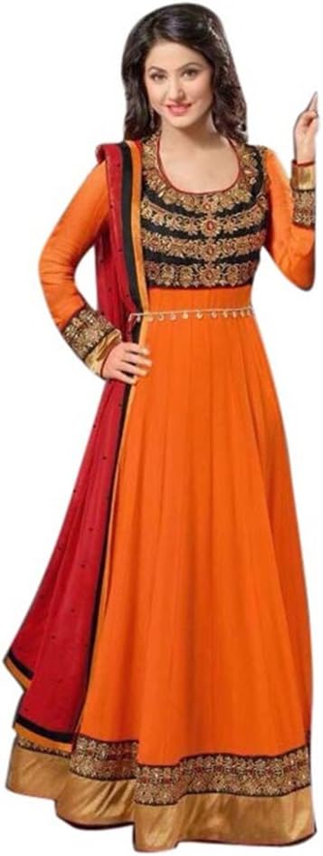 Ninecolours Georgette Anarkali Salwar Suit In Orange Colour