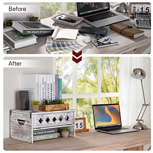 Tektalk Printer Stand, Desk Stand For Printer, Printer Shelf With 2 Tier Wood Storage Shelves, For Fax Machine, Scanner, Files, Books - White #TOP4