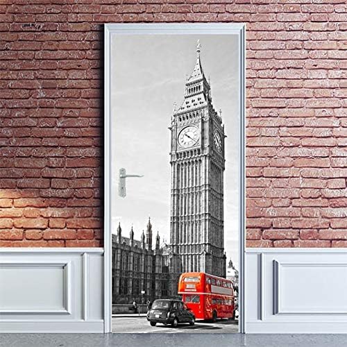 Pegatinas para Puertas de Londres Door Stickers 3D Adhesivo Vinilo Pegatina Puerta Londres Murales Póster Decorativas de Pared Mural Papel Pintado 70x200 cm a/1225