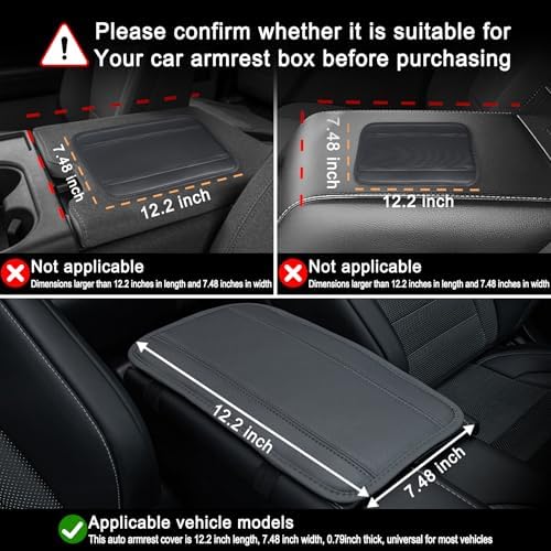 Image of Amiss Car Center Console Pad, Universal Waterproof Car Armrest Seat Box Cover, PU Leather Auto Armrest Cover Protector,Vehicle Interior Accessories fits SUV /Truck /Car (Gray)