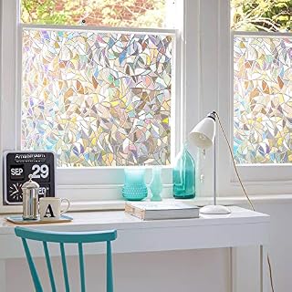 3D No Glue Window Privacy Film Static Window Clings Decorative Film Rainbow Light