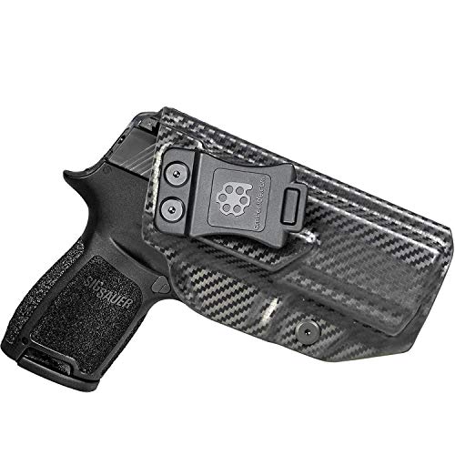 Amberide IWB KYDEX Holster Fit: Sig Sauer P320 Carry Compact Pistol | Inside Waistband | Adjustable Cant | US KYDEX Made (Black Carbon Fiber, Right Hand Draw (IWB))